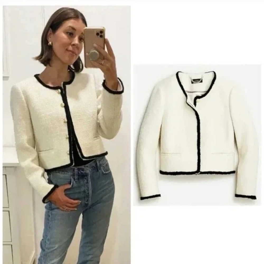 NWT J.Crew Louisa Lady Jacket Blazer Maritime Tweed Natural/Black - Picture 11 of 11